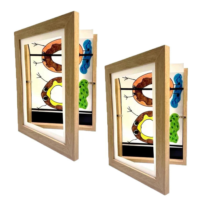 Magnetic Wooden Kids Easy Open Art Frame 🖼️