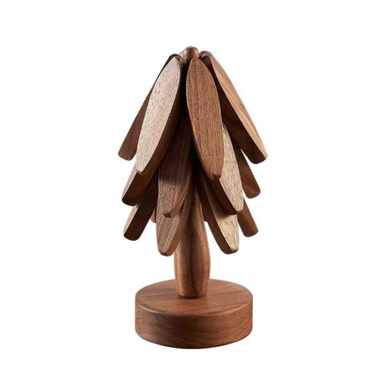 4PCS Folding Tree Wooden Trivet