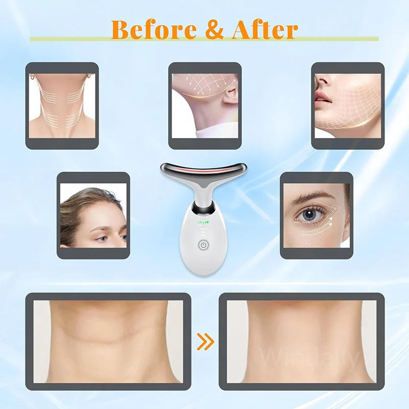7 Colors EMS RED LIGHT THERAPY FACE NECK LIFT WRINKLE REMOVER TIGHTEN MASSAGER