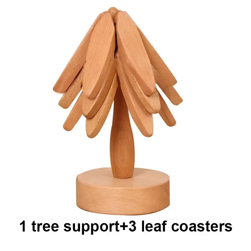 4PCS Folding Tree Wooden Trivet