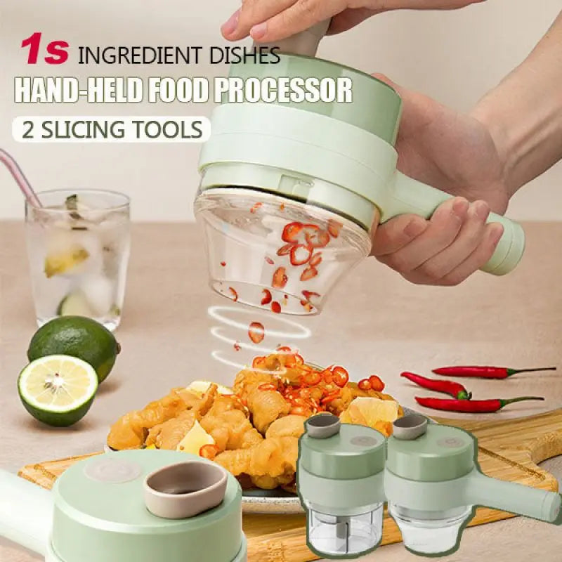4 In 1 Handheld Electric Vegetable Cutter!