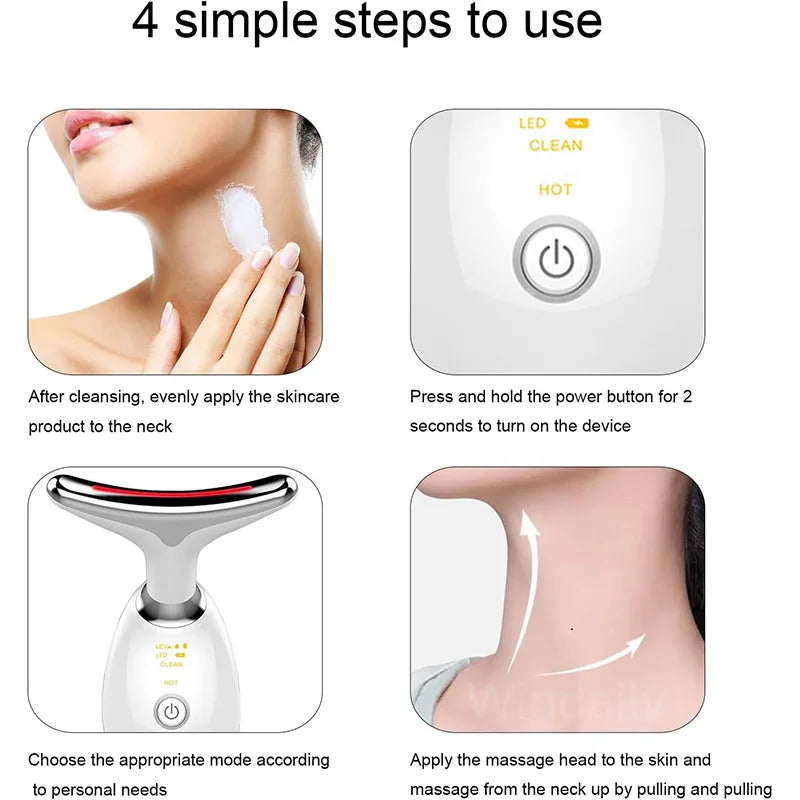 7 Colors EMS RED LIGHT THERAPY FACE NECK LIFT WRINKLE REMOVER TIGHTEN MASSAGER