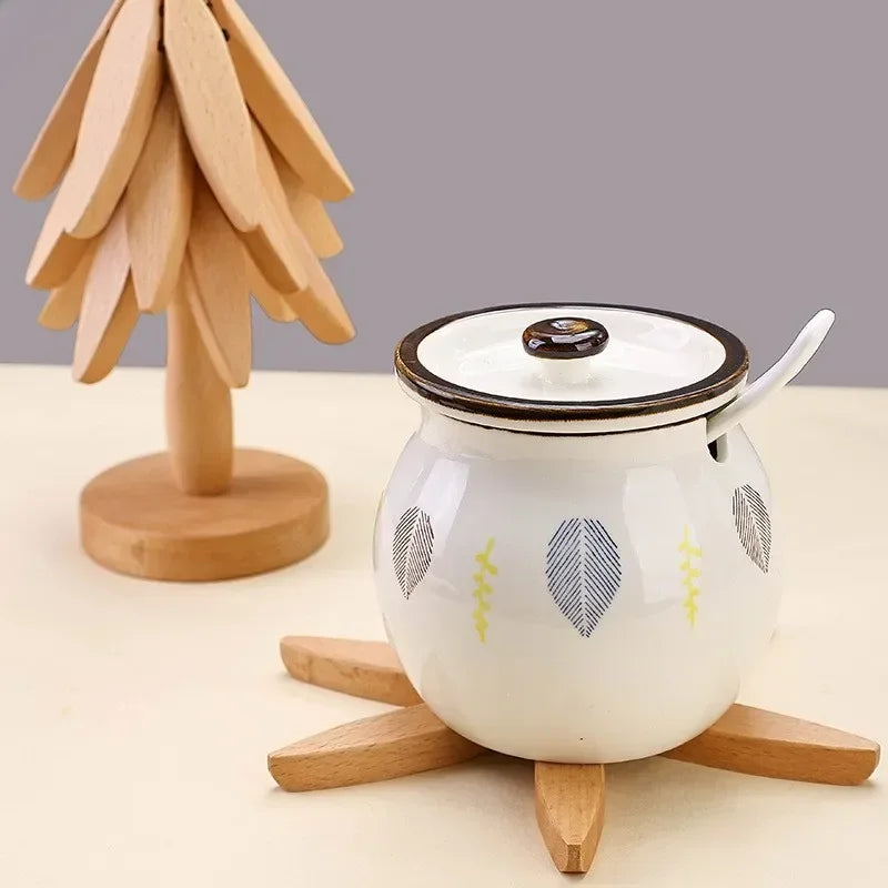 4PCS Folding Tree Wooden Trivet