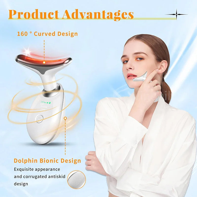 7 Colors EMS RED LIGHT THERAPY FACE NECK LIFT WRINKLE REMOVER TIGHTEN MASSAGER
