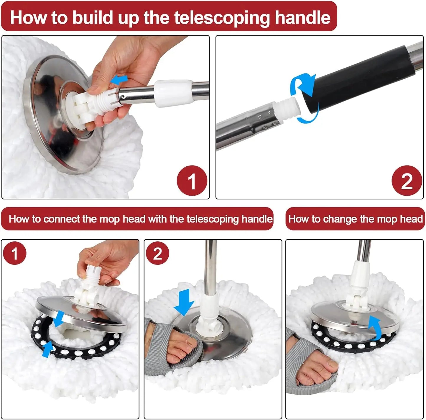 360° Microfiber Spin Mop Bucket Sets with