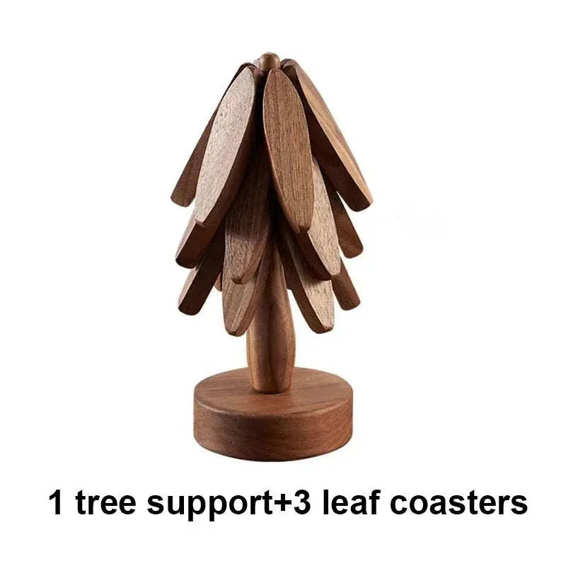 4PCS Folding Tree Wooden Trivet