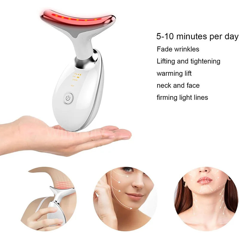 7 Colors EMS RED LIGHT THERAPY FACE NECK LIFT WRINKLE REMOVER TIGHTEN MASSAGER