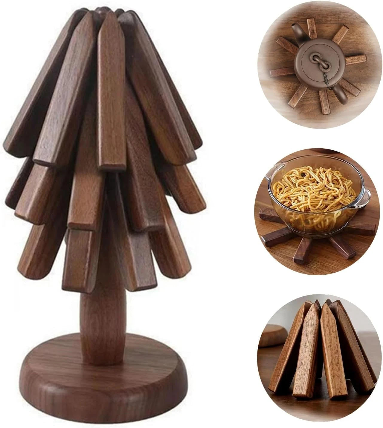 4PCS Folding Tree Wooden Trivet