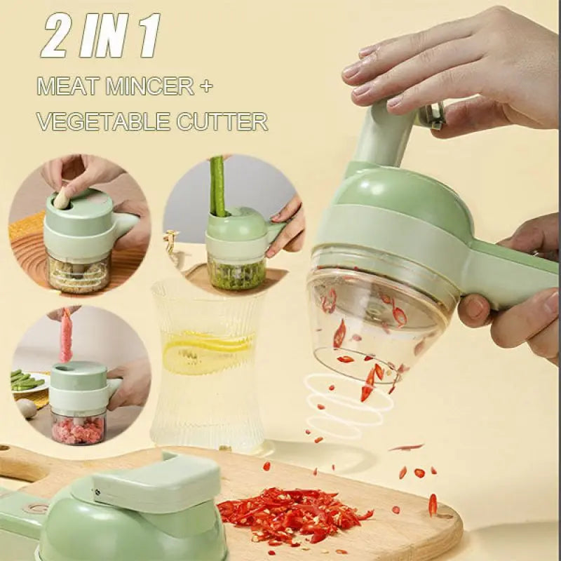 4 In 1 Handheld Electric Vegetable Cutter!