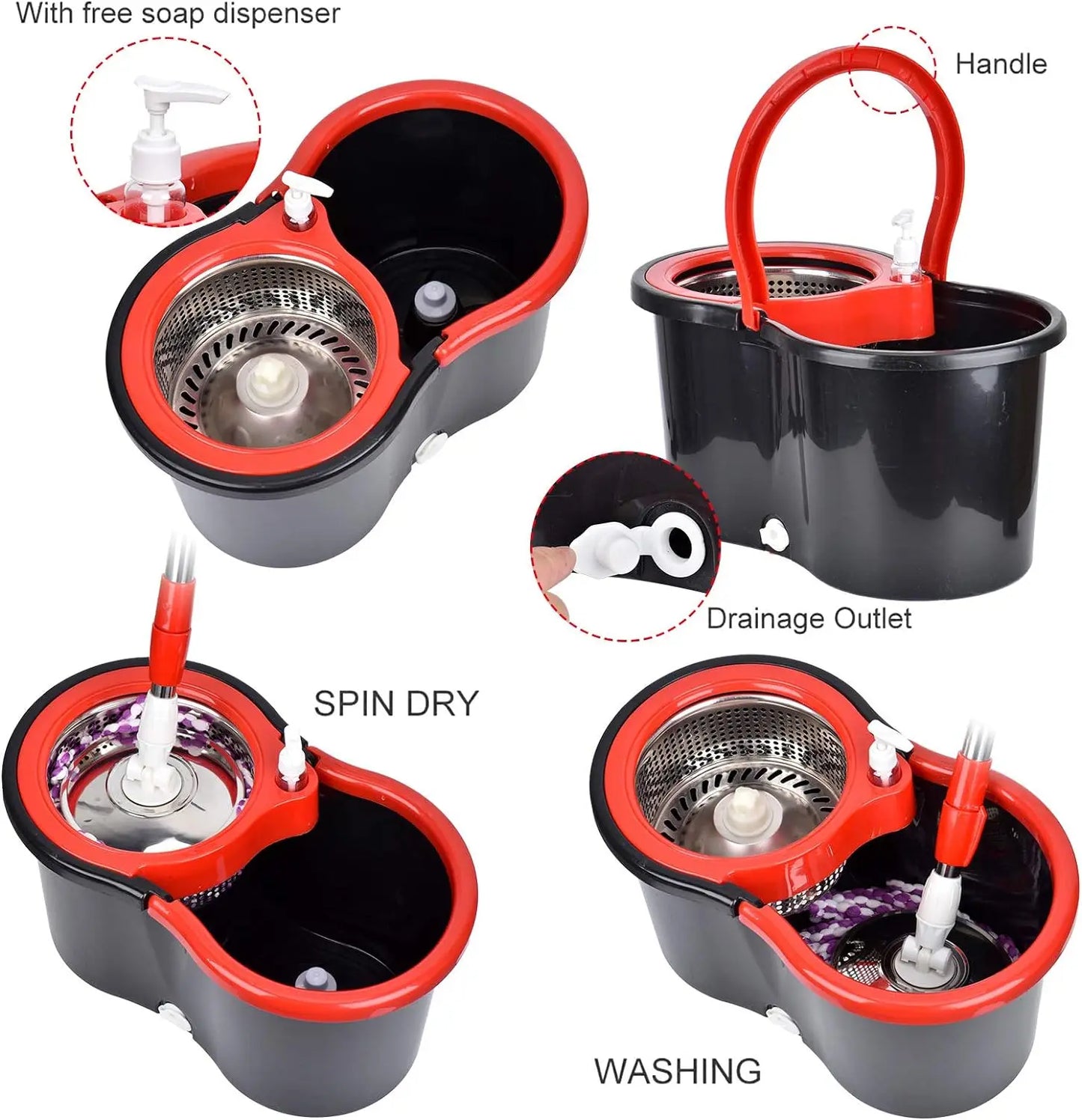 360° Microfiber Spin Mop Bucket Sets with