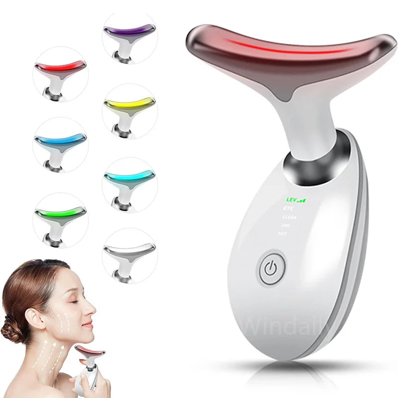 7 Colors EMS RED LIGHT THERAPY FACE NECK LIFT WRINKLE REMOVER TIGHTEN MASSAGER