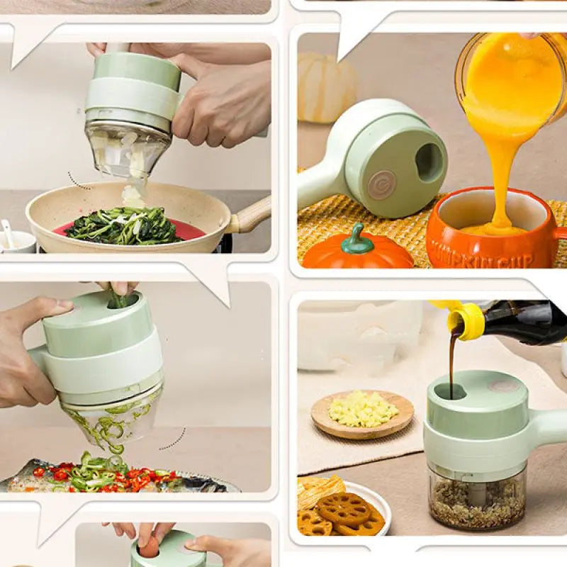 4 In 1 Handheld Electric Vegetable Cutter!