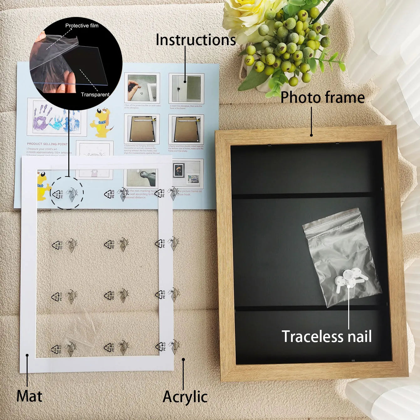 Magnetic Wooden Kids Easy Open Art Frame 🖼️