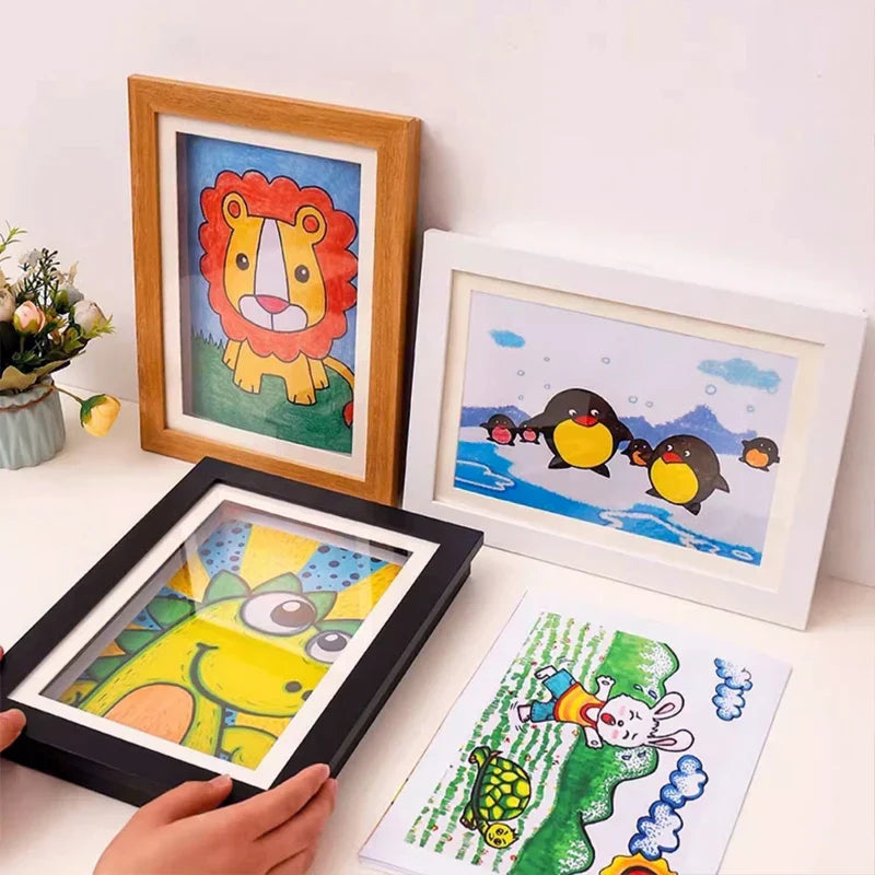 Magnetic Wooden Kids Easy Open Art Frame 🖼️