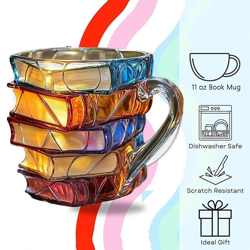 3D Painted Books Coffee Mug Unique & Colorful