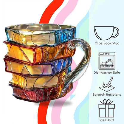 3D Painted Books Coffee Mug Unique & Colorful