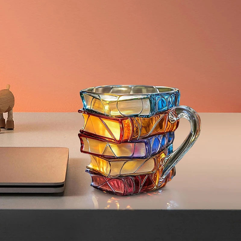 3D Painted Books Coffee Mug Unique & Colorful