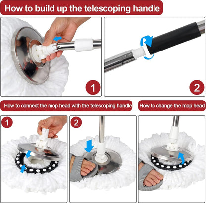 360° Microfiber Spin Mop Bucket Sets with