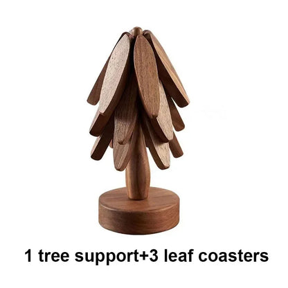 4PCS  Folding Tree Wooden Trivet