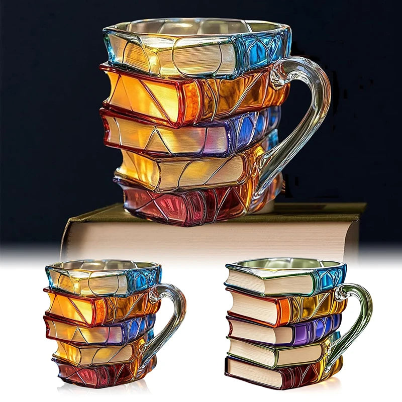 3D Painted Books Coffee Mug Unique & Colorful