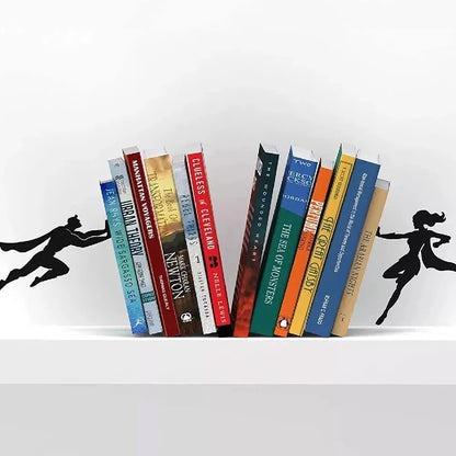 Superhero Bookend Figurines – Stylish Metal Support for Your Bookshelf