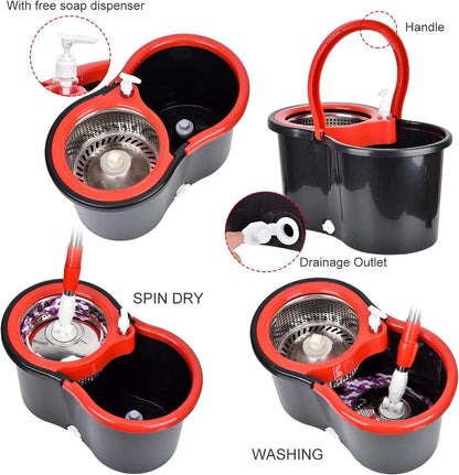 360° Microfiber Spin Mop Bucket Sets with