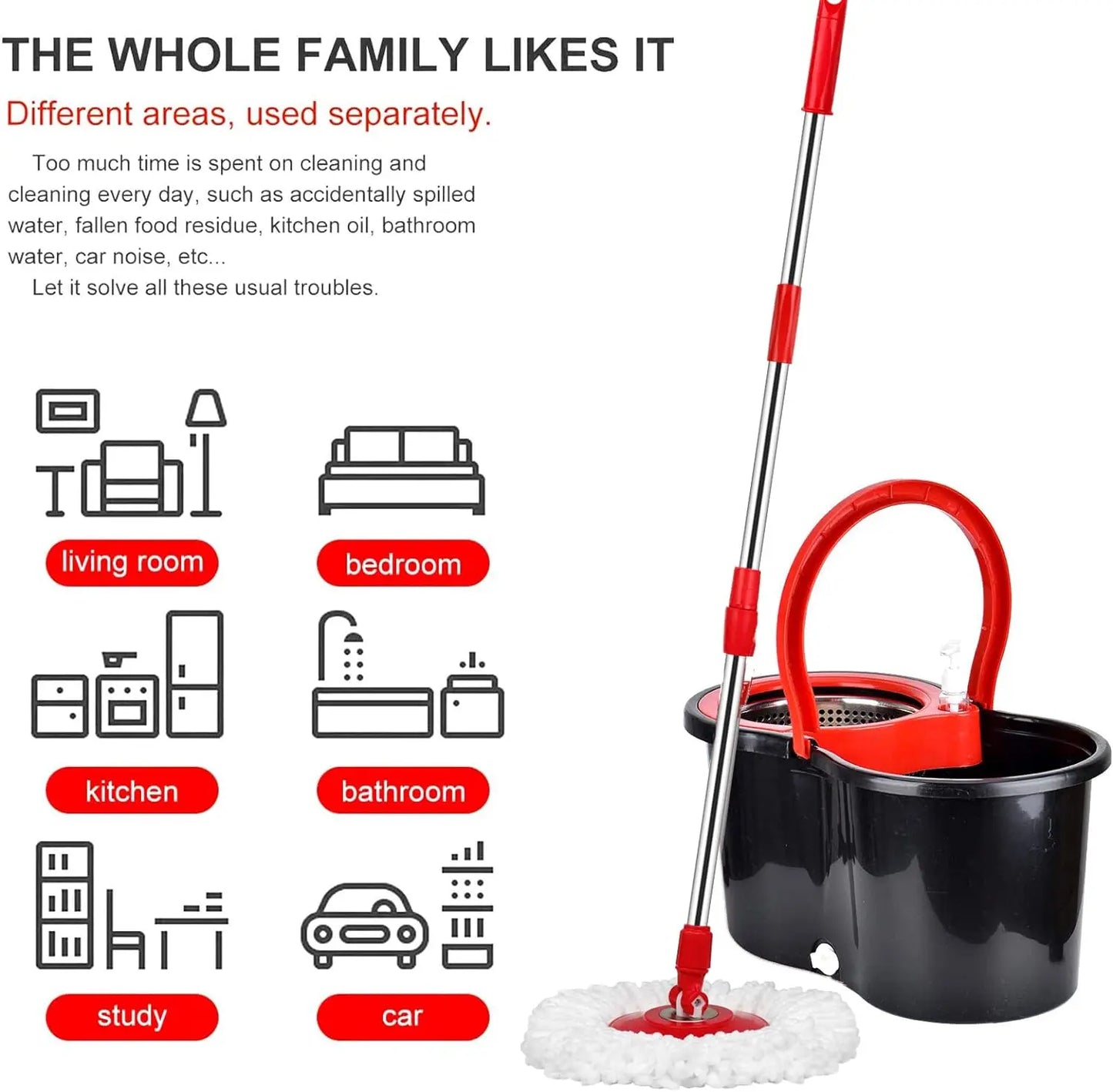 360° Microfiber Spin Mop Bucket Sets with